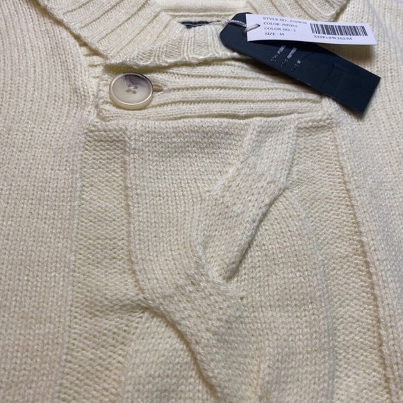 Casual Men Solid Ribbed Knit Sweater pullover size medium color lvory - Picture 9 of 9